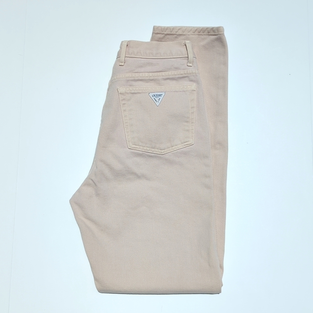 Guess 90's Vintage High Waisted Tapered Leg Slim Fit Mom Jeans Beige Size 30